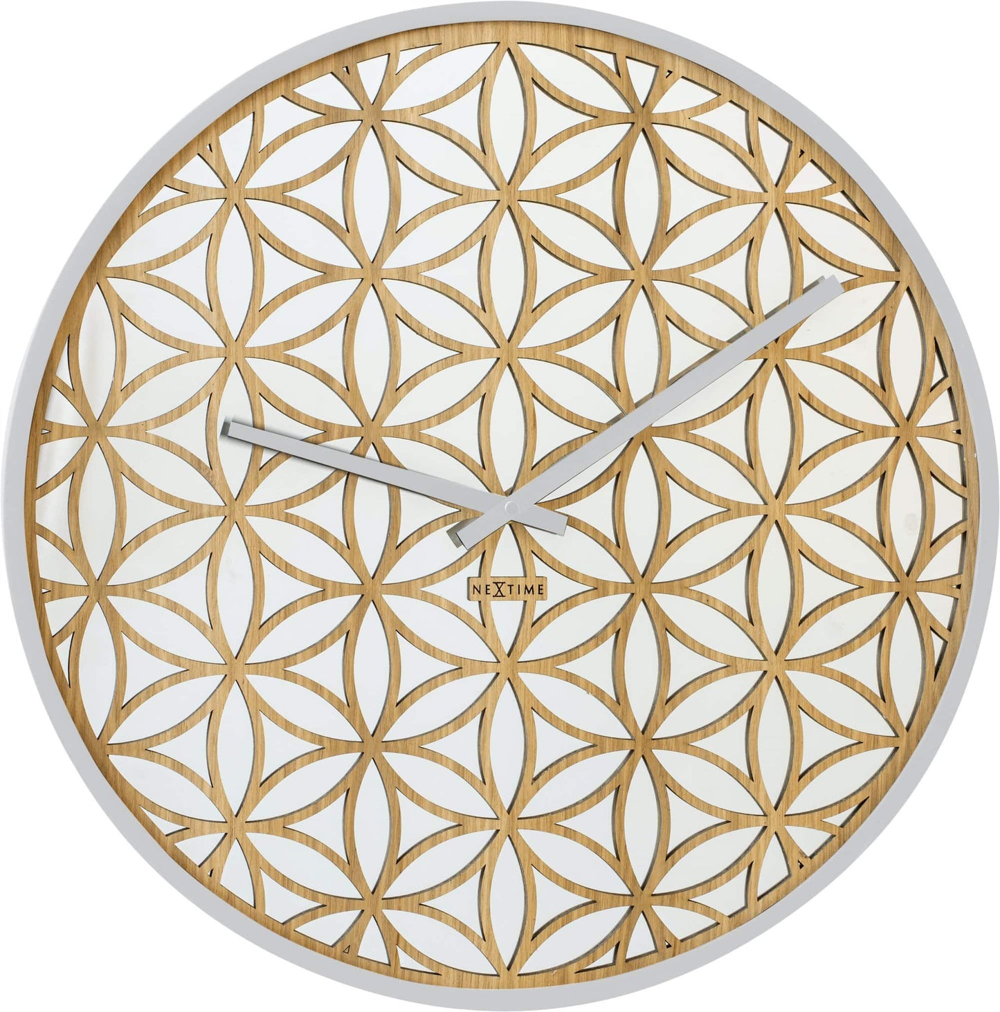 Wandklok - 50 cm - Hout/Spiegel - 'Bella Mirror'