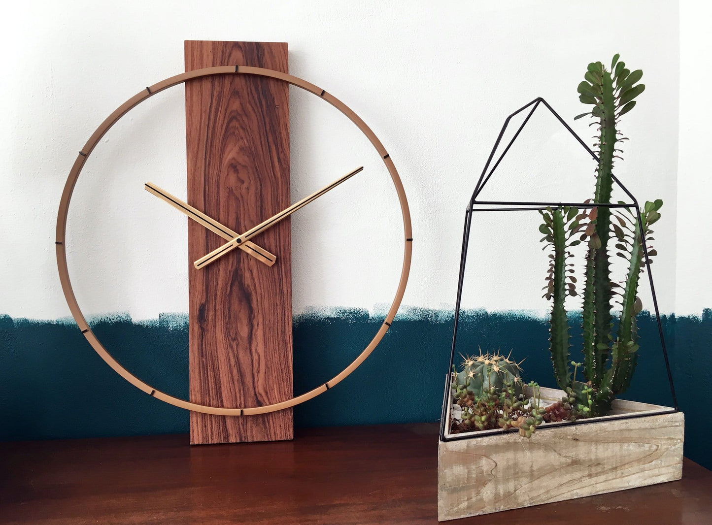 Wandklok - 50.8 x 58.2 x 4.3 cm - Hout/Staal