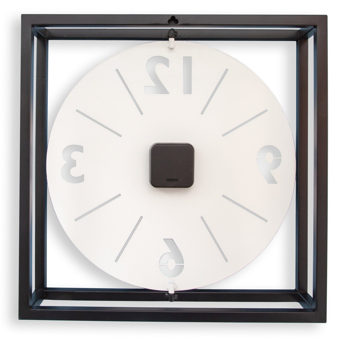 Tafel-/wandklok 40 x 40 x 9,5 cm - metaal - zwart/wit - NeXtime 'Time Frame'