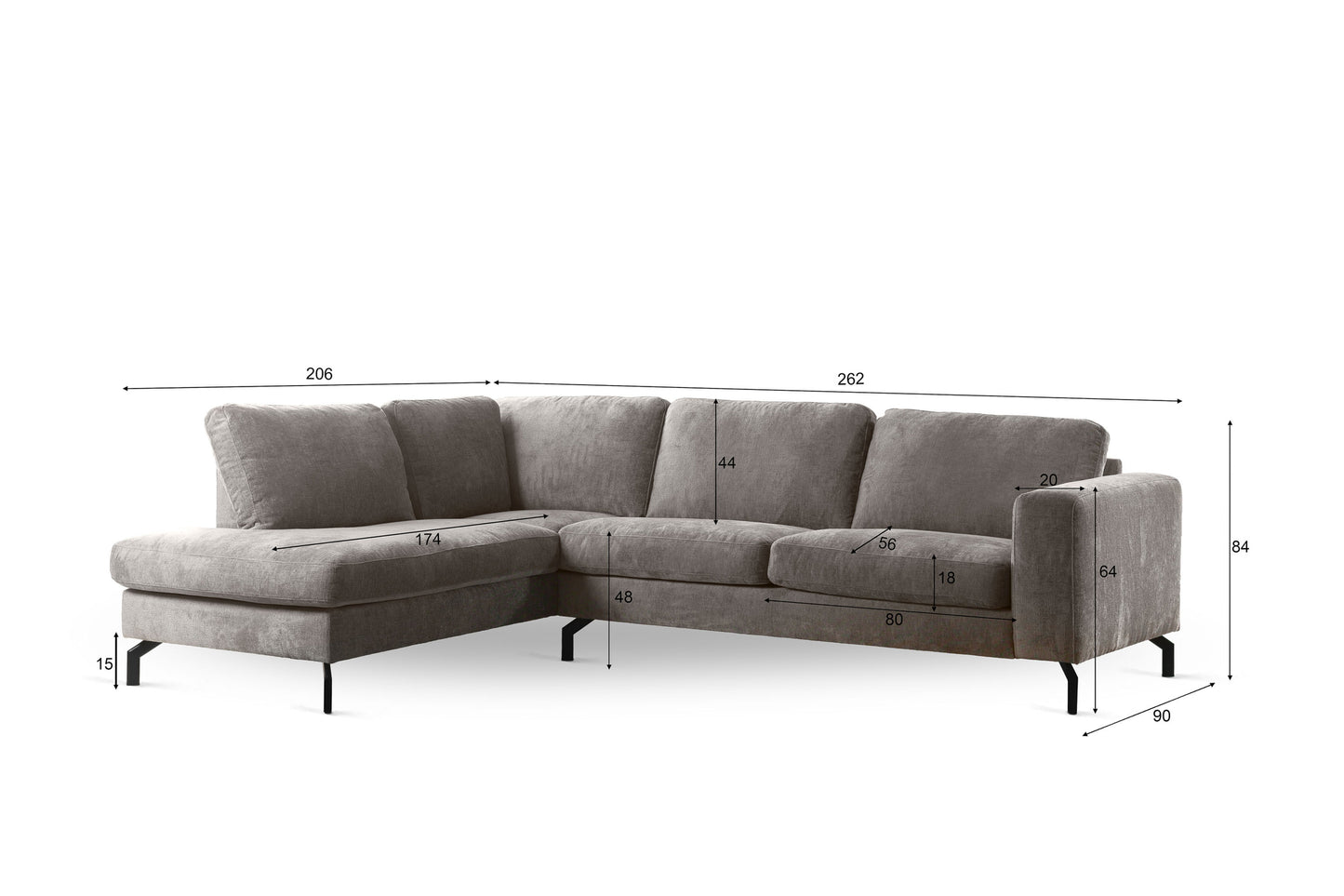 3-zits hoek links, stof Perfect Harmony 04, R720 champagne