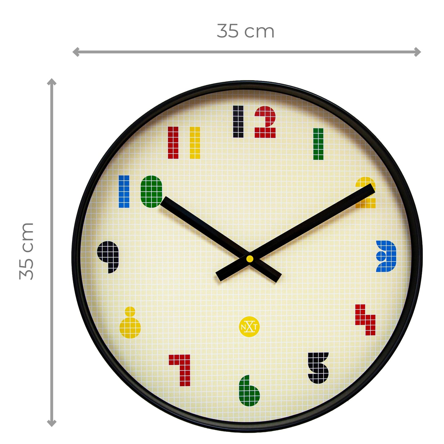 Wandklok 35 cm - stil - zwart/multikleurig - ABS - nXt 'Bit'