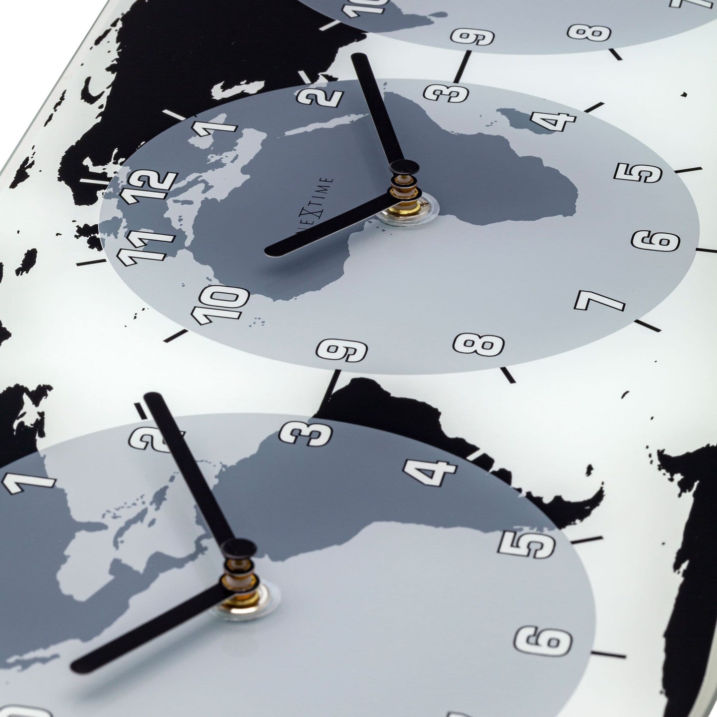 Wandklok - 50 x 18,6 x 3,6 cm - Glas - Wereldklok - 'Mondial'