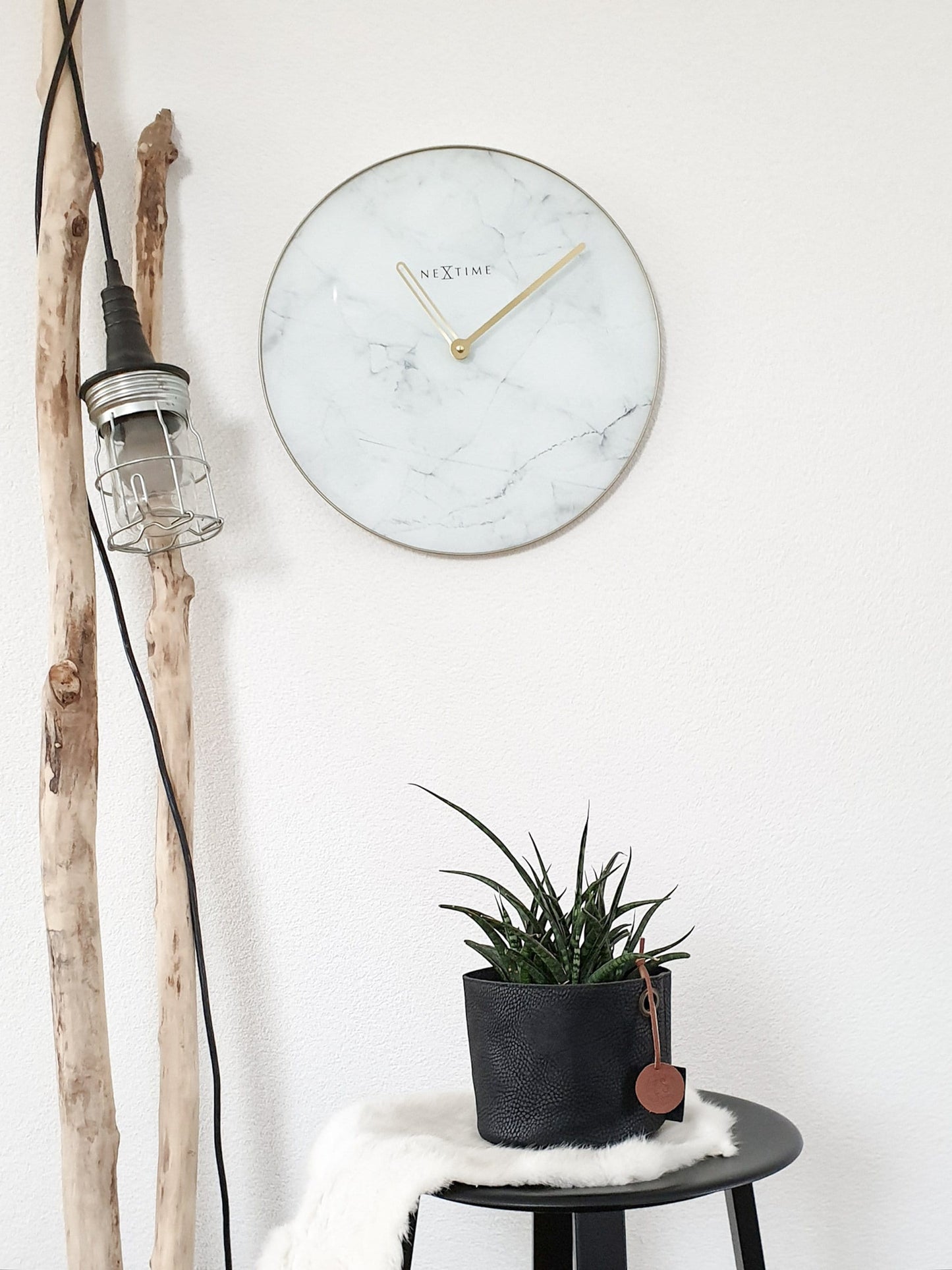 Wandklok - 40 cm - Glas / Metaal - 'Marmer'