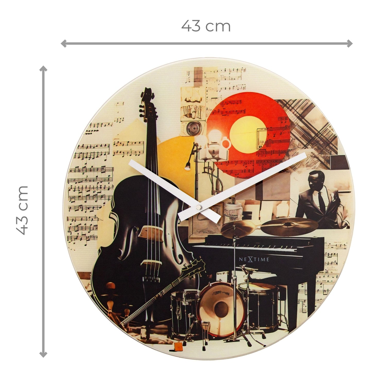 Wandklok 43 cm - Geruisloos - Meerkleurig - Glas - NeXtime 'Blues'
