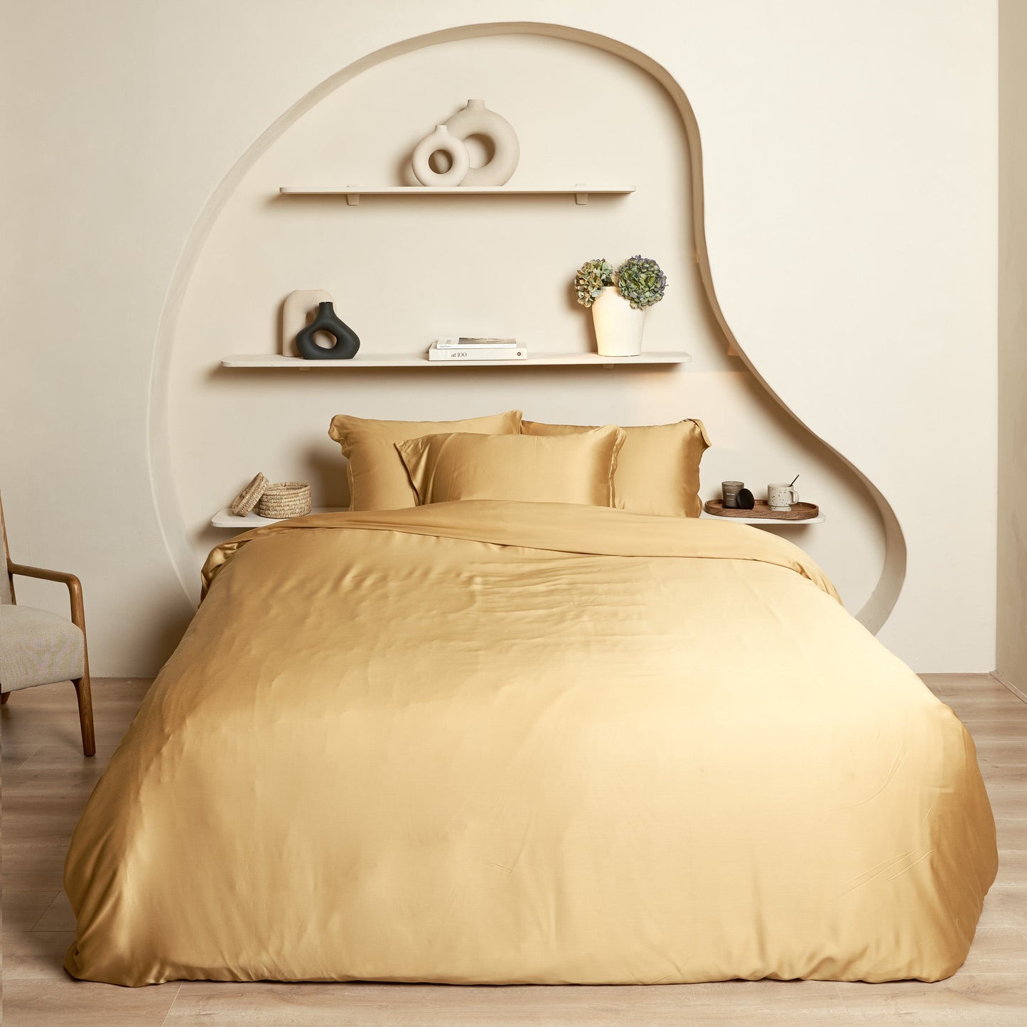 Coco & Cici - Bamboe Hoeslaken Topper 180 x 200 cm - 2 Persoons Beddengoed - Okergeel - Elastiek Rondom - 100% Eco Bamboe