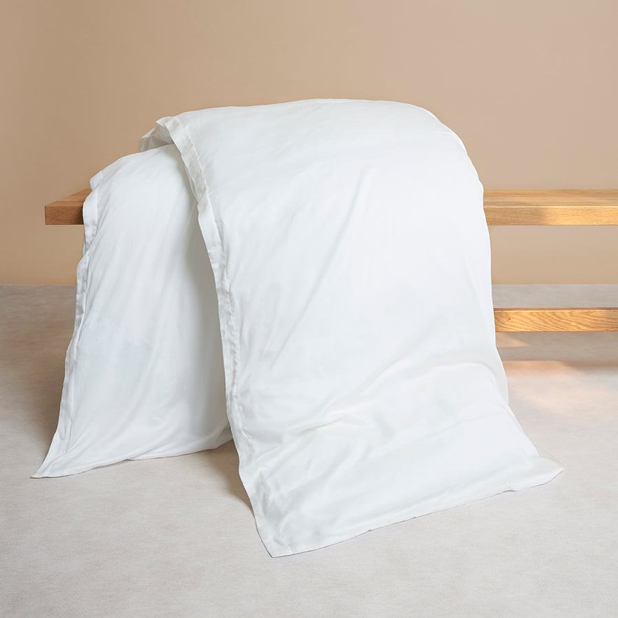 Coco & Cici - Tencel-satijn dekbedovertrek 120 x 150 cm - 1-persoons beddengoed - kinderbeddengoed - lyocell - hypoallergeen & extra zacht - wit