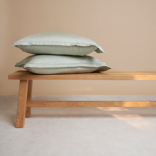 Coco & Cici - TENCEL - Satijnen kussensloop grijs-groen - 1 kussensloop 40x80