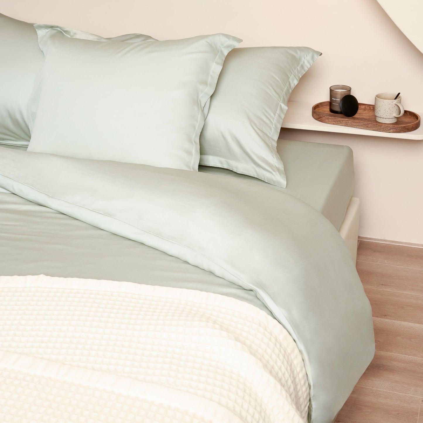 Coco & Cici - TENCEL - Satijnen kussensloop grijs-groen - 1 kussensloop 40x80