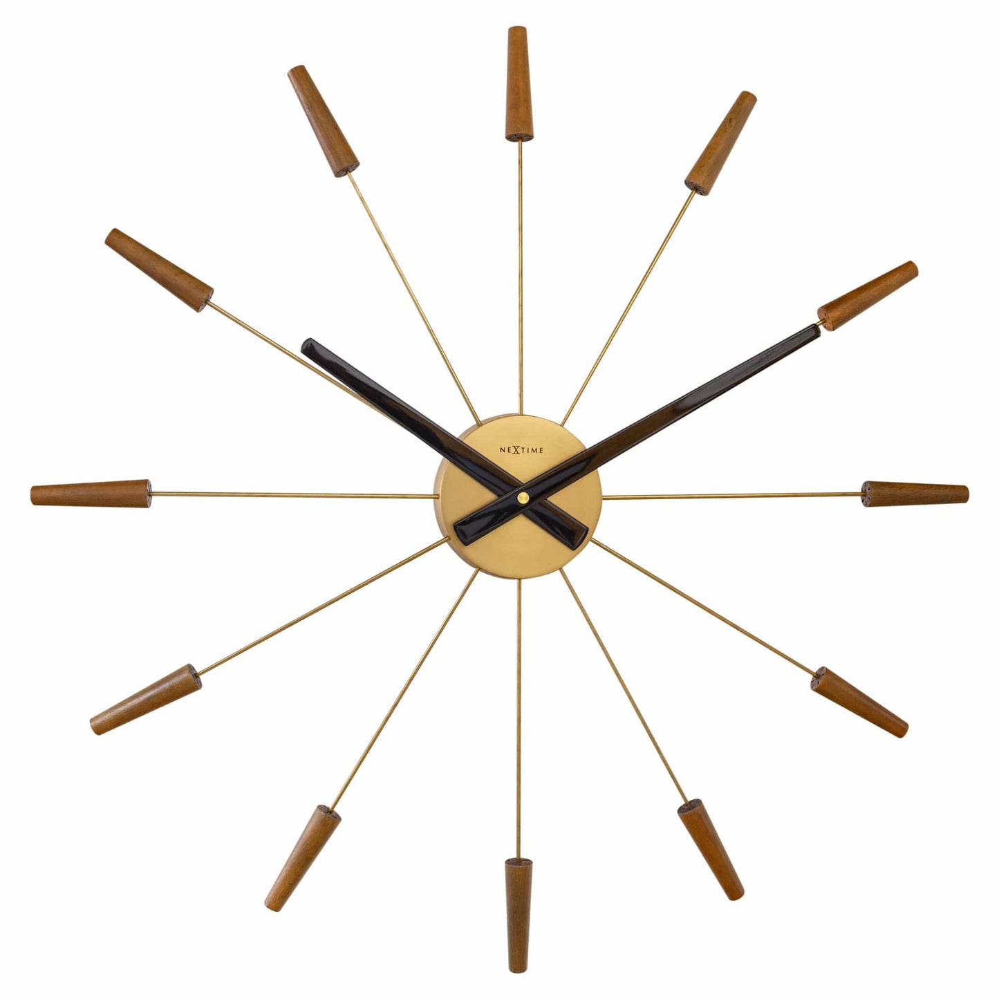 Grote wandklok 58 cm - Stil - Hout/roestvrij staal - "Plug-Inn"