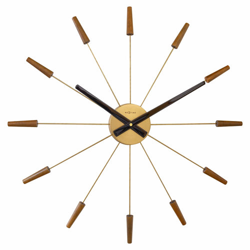 Grote wandklok 58 cm - Stil - Hout/roestvrij staal - "Plug-Inn"