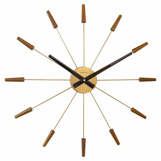 Grote wandklok 58 cm - Stil - Hout/roestvrij staal - "Plug-Inn"