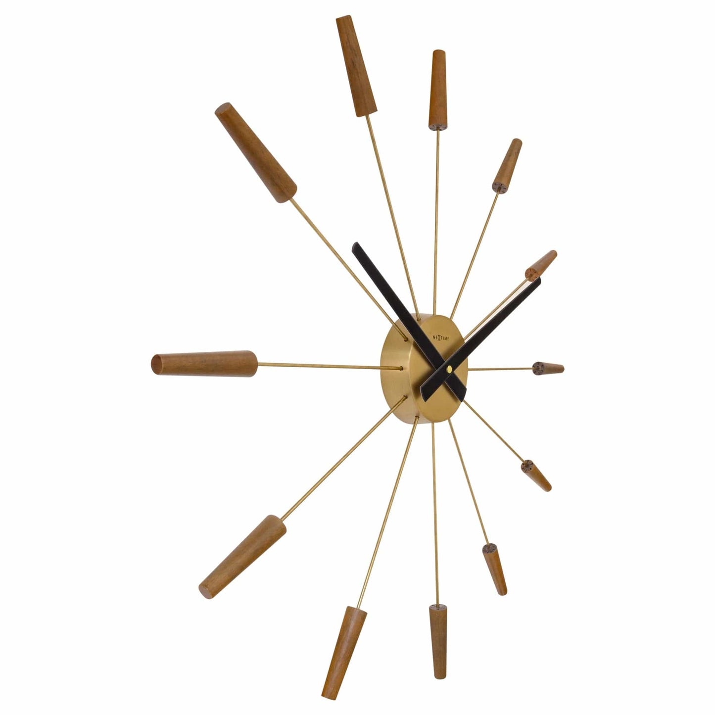 Grote wandklok 58 cm - Stil - Hout/roestvrij staal - "Plug-Inn"