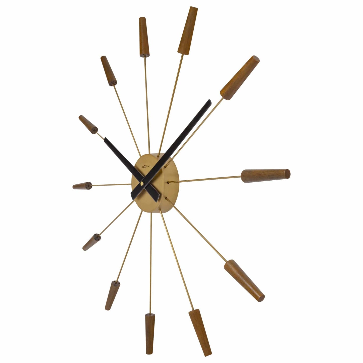 Grote wandklok 58 cm - Stil - Hout/roestvrij staal - "Plug-Inn"