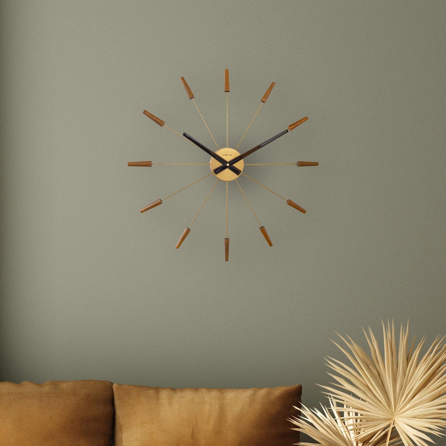 Grote wandklok 58 cm - Stil - Hout/roestvrij staal - "Plug-Inn"