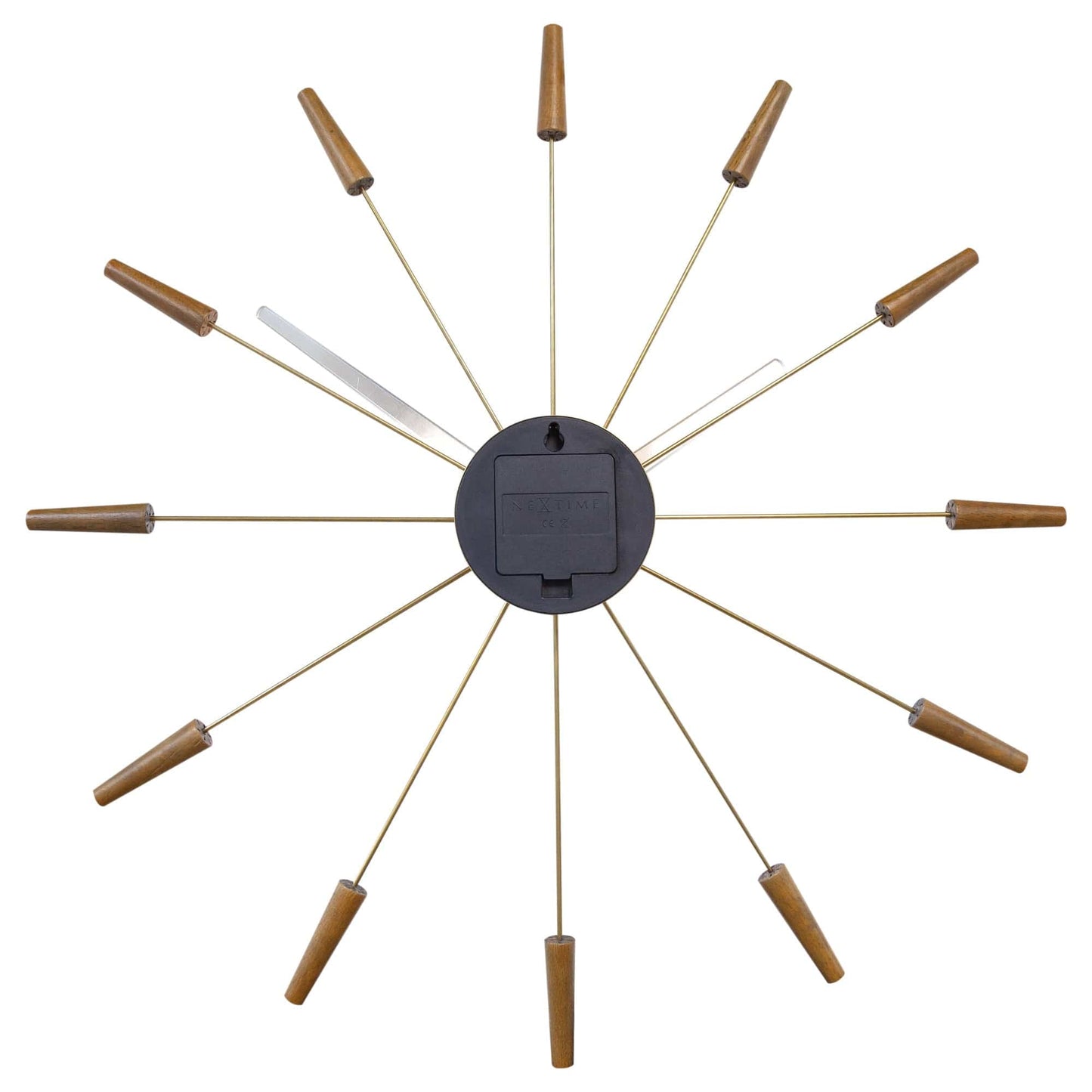 Grote wandklok 58 cm - Stil - Hout/roestvrij staal - "Plug-Inn"