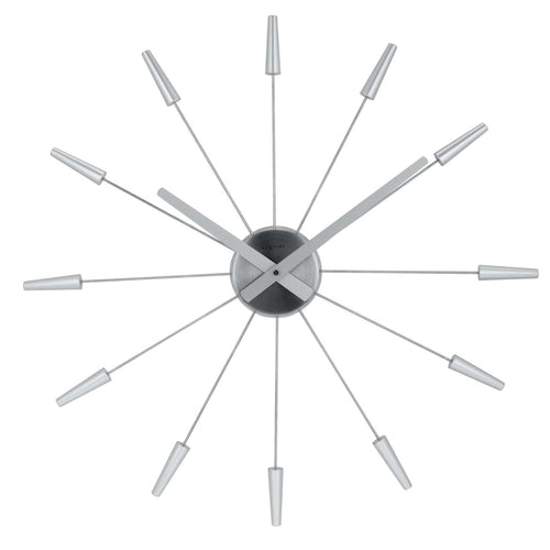 Stille wandklok - Vintage - 58 cm - Roestvrij staal - 'Plug Inn'