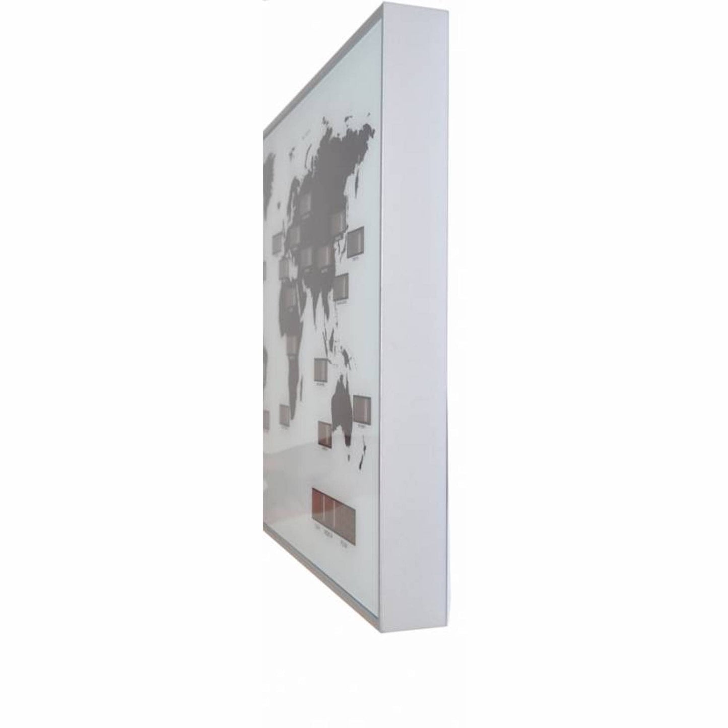 Wandklok - 55 x 36 x 4 cm - Glas - Aluminium - Wereldklok - 'World Time Digit'