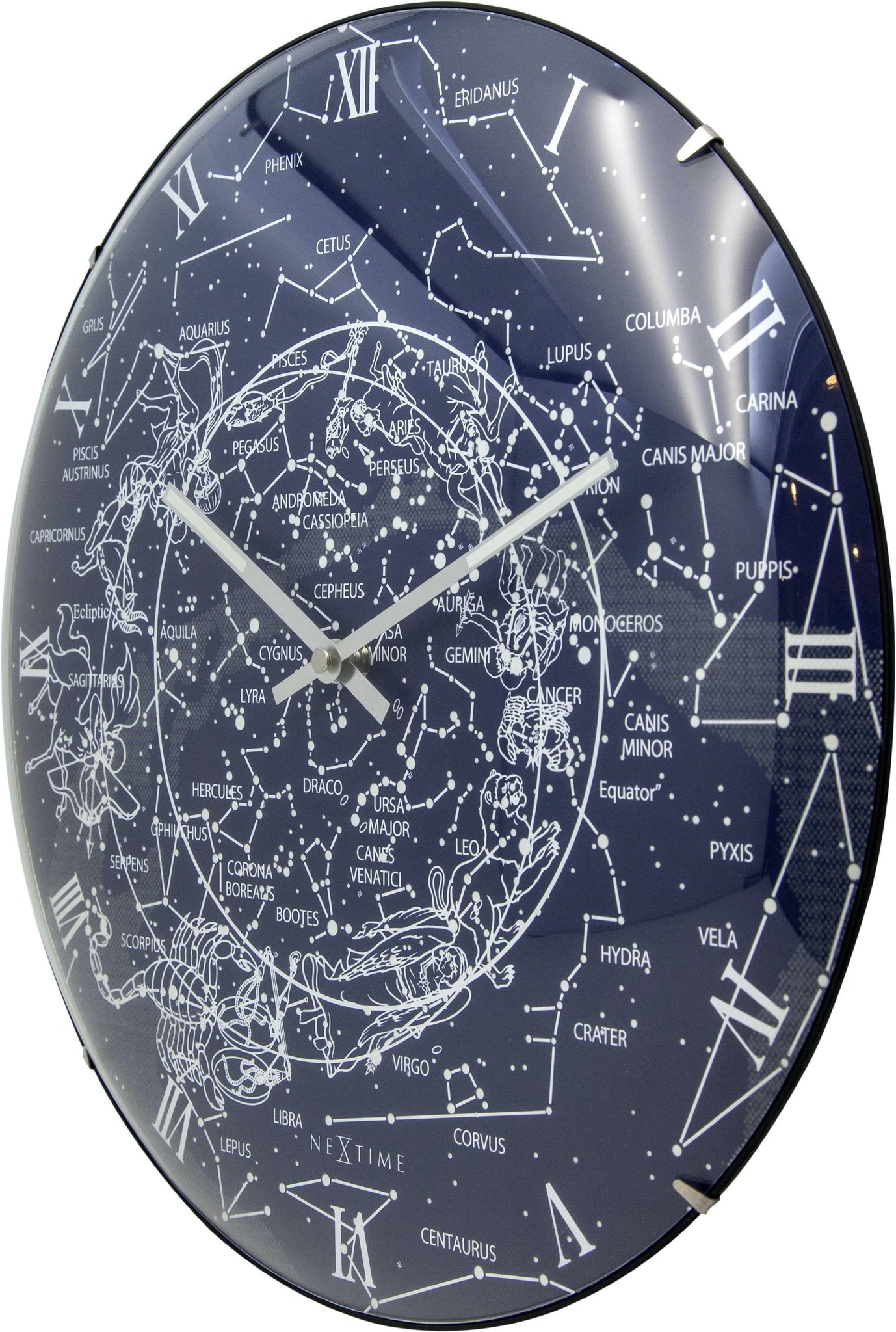 Wandklok - 35 cm - koepelglas - gloeit in het donker - 'Melkweg-koepel'