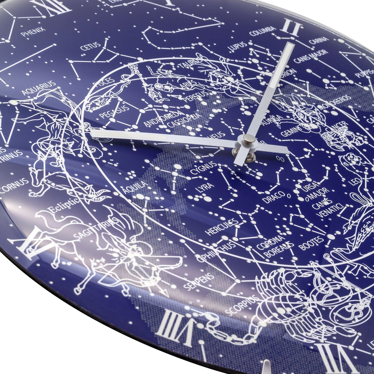 Wandklok - 35 cm - koepelglas - gloeit in het donker - 'Melkweg-koepel'