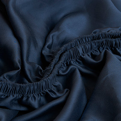 Coco & Cici - Tencel-satijn topper-hoeslaken 180 x 200 x 10 cm - 2-persoons beddengoed - Lyocell - elastiek rondom - donkerblauw - extra zacht