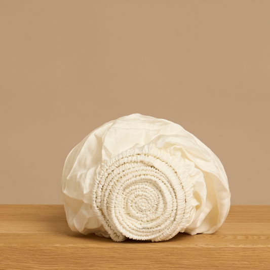 Coco & Cici - TENCEL - Satijn hoeslaken off-white - 180x220x30
