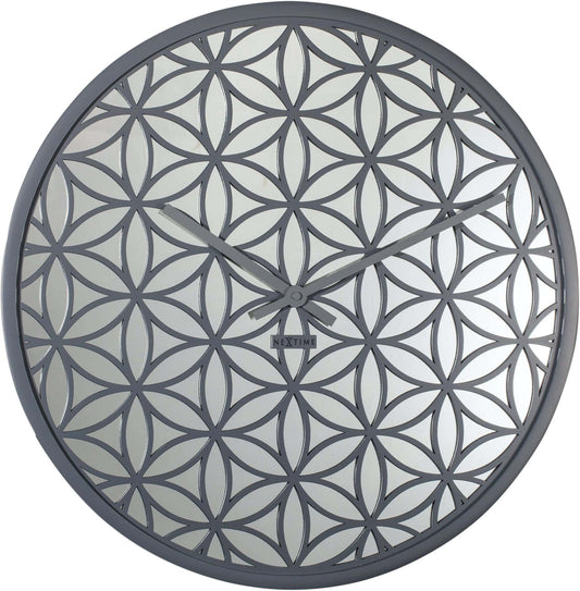 Wandklok - 50 cm - Hout/Spiegel - 'Bella Mirror'