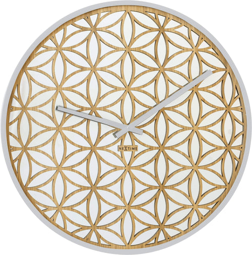Wandklok - 50 cm - Hout/Spiegel - 'Bella Mirror'