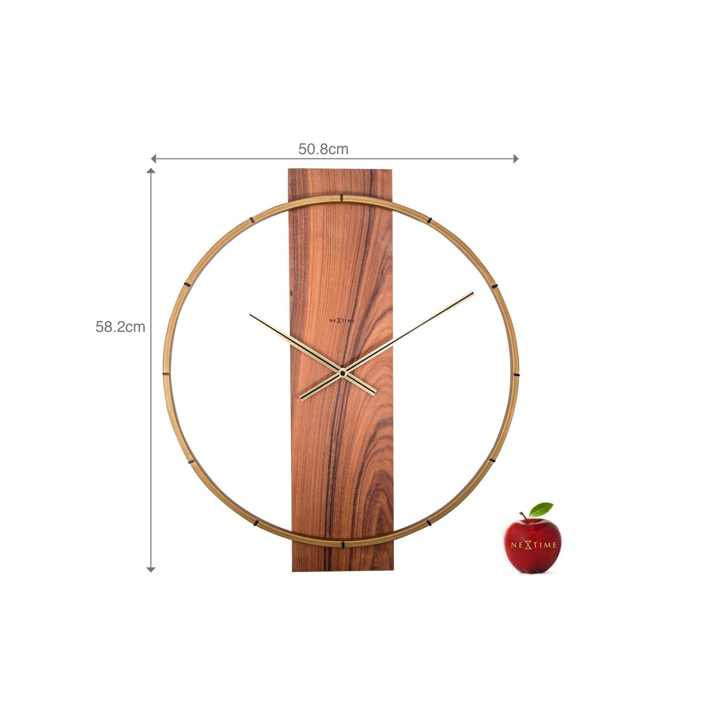 Wandklok - 50.8 x 58.2 x 4.3 cm - Hout/Staal