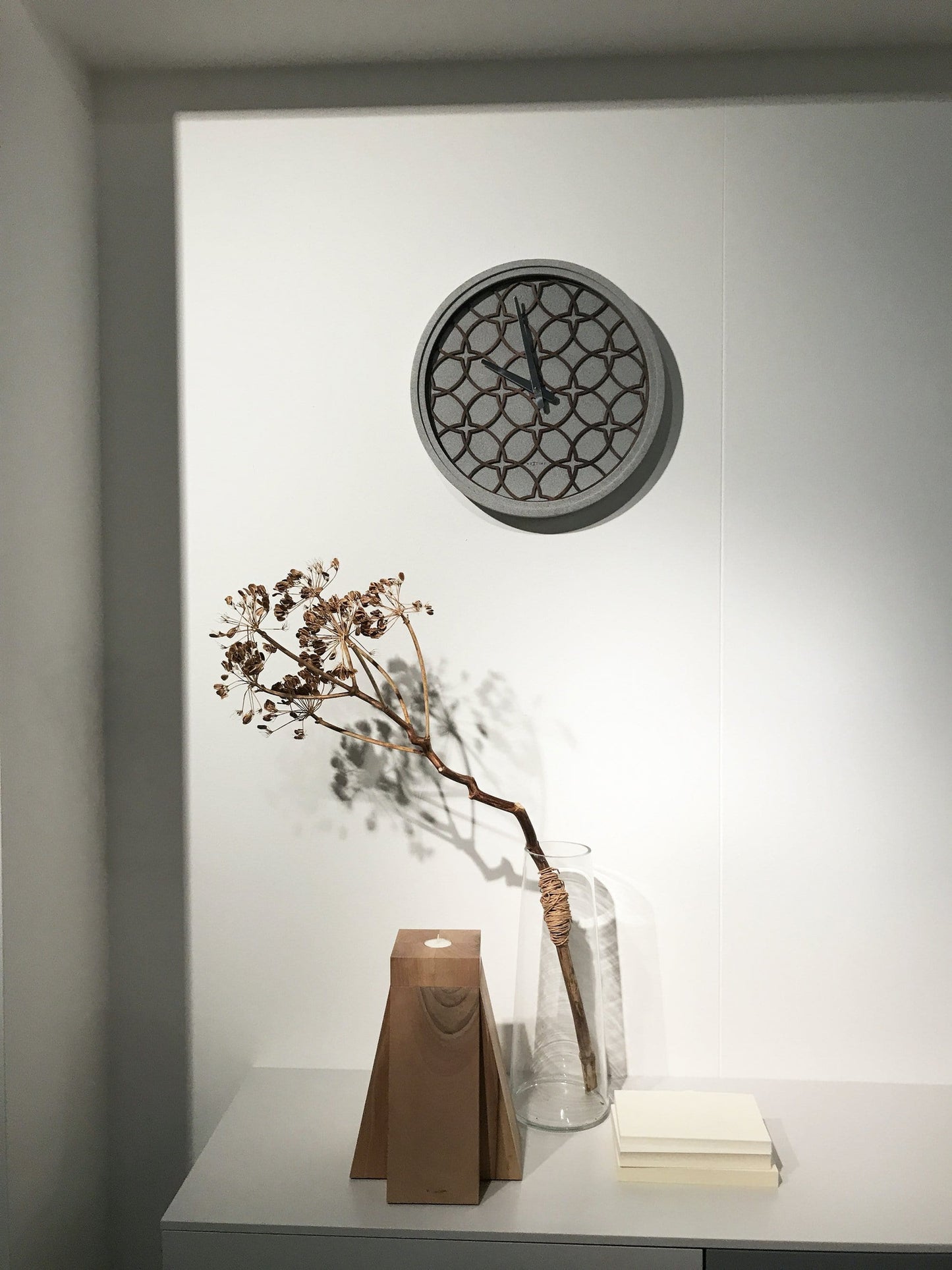 Wandklok - 39,5 cm - polyresin/hout - 'Concreto love'