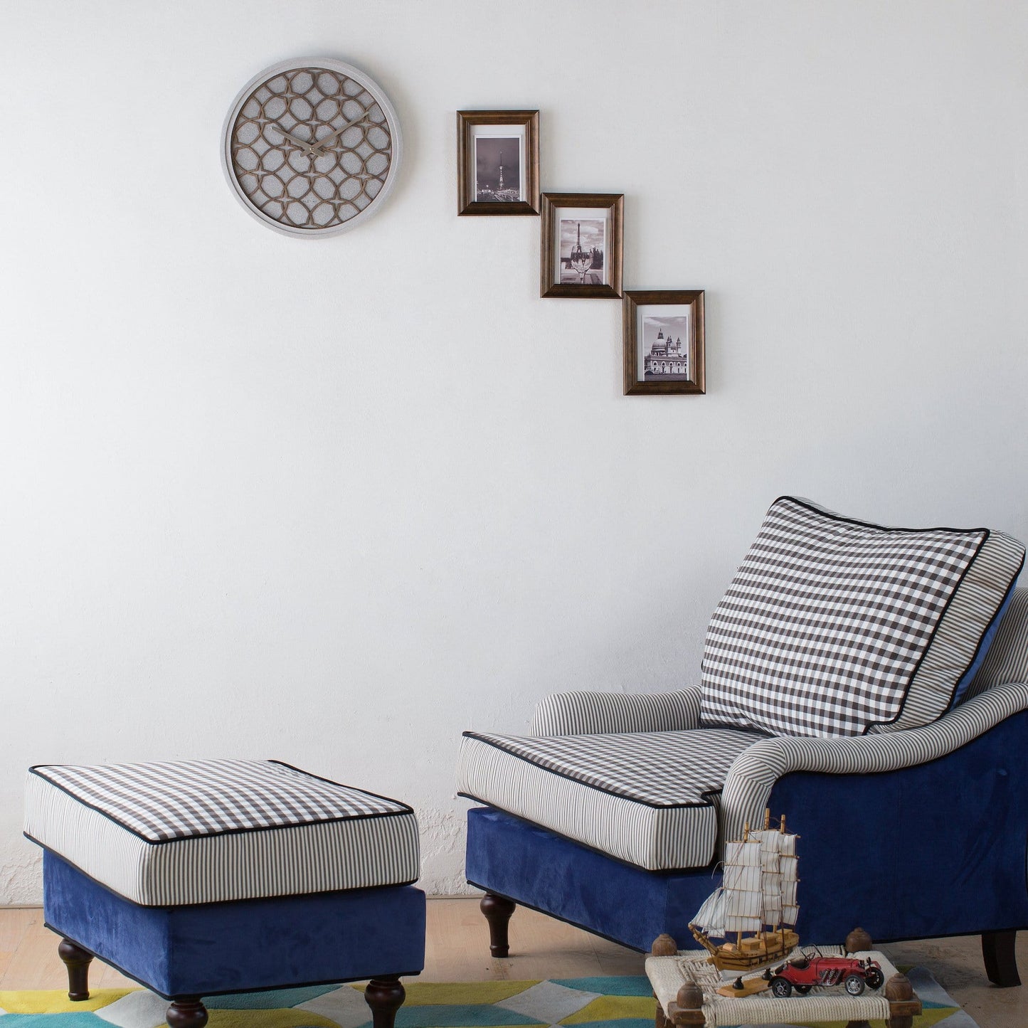Wandklok - 39,5 cm - polyresin/hout - 'Concreto love'