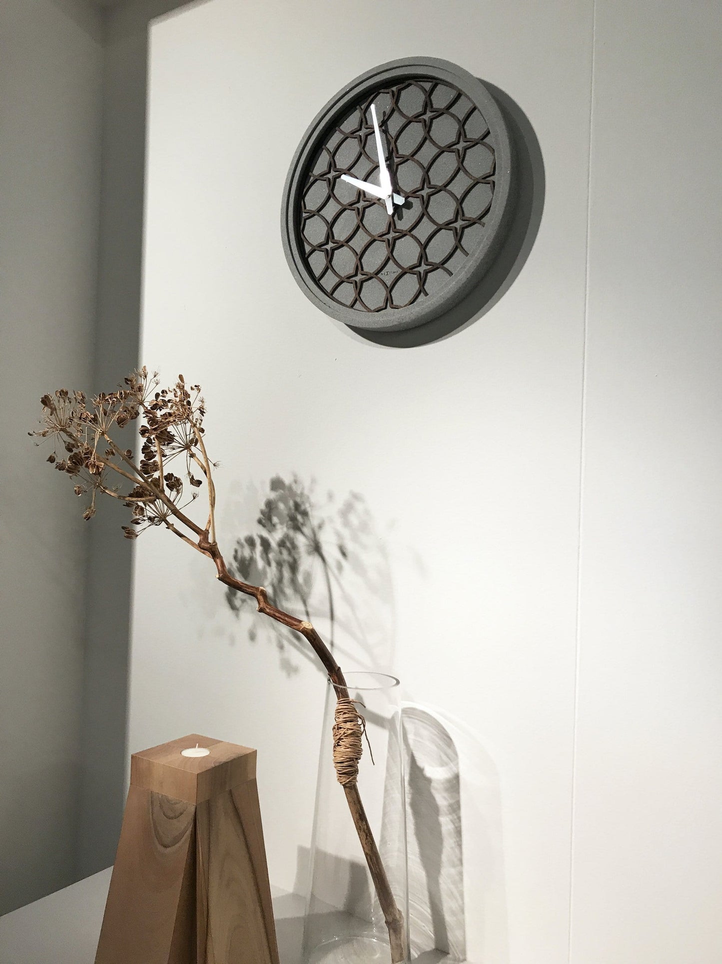 Wandklok - 39,5 cm - polyresin/hout - 'Concreto love'