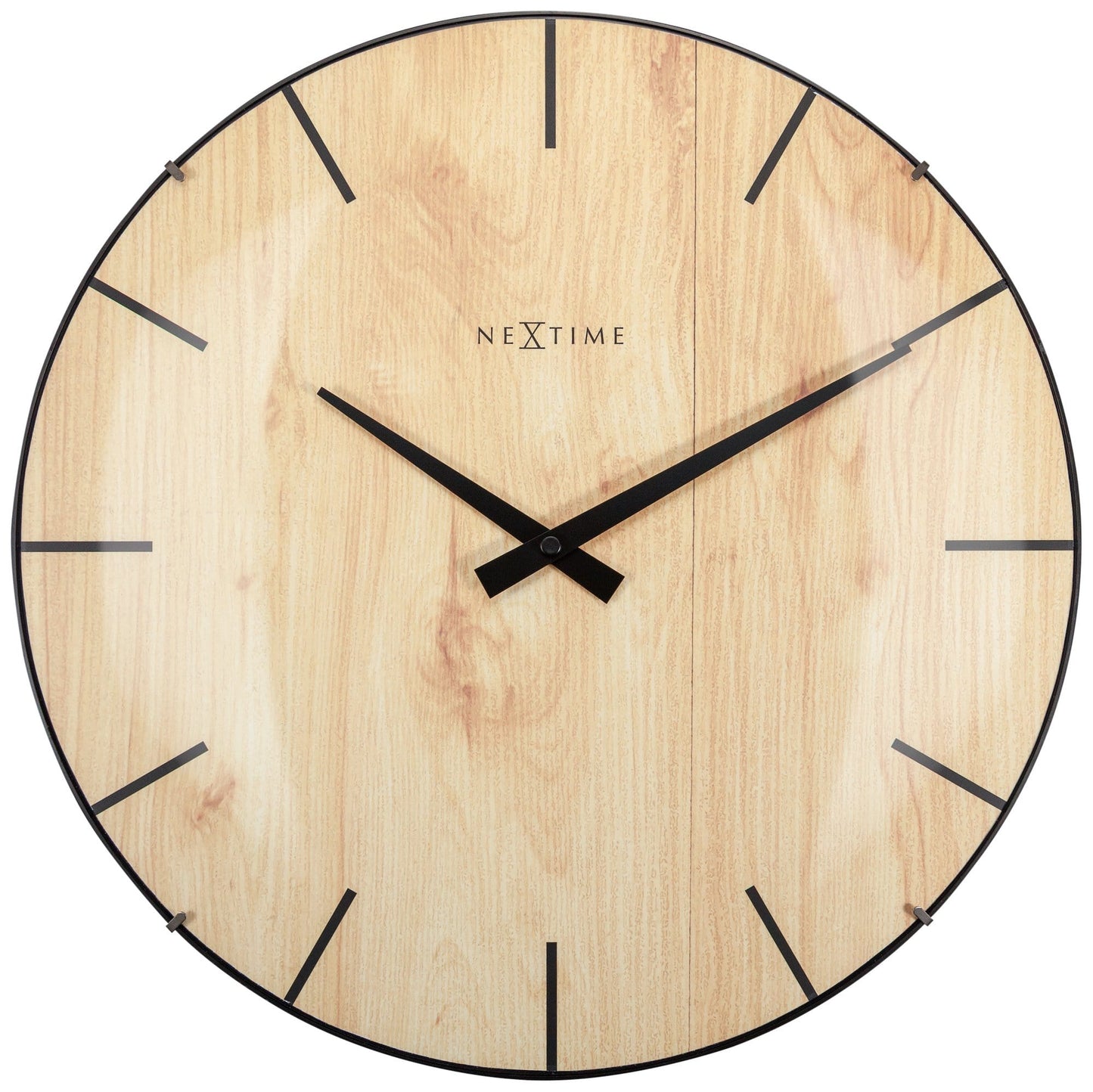 Wandklok - 35 cm - koepelglas - 'Edge Wood Dome'