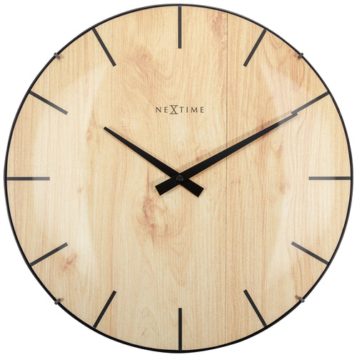 Wandklok - 35 cm - koepelglas - 'Edge Wood Dome'