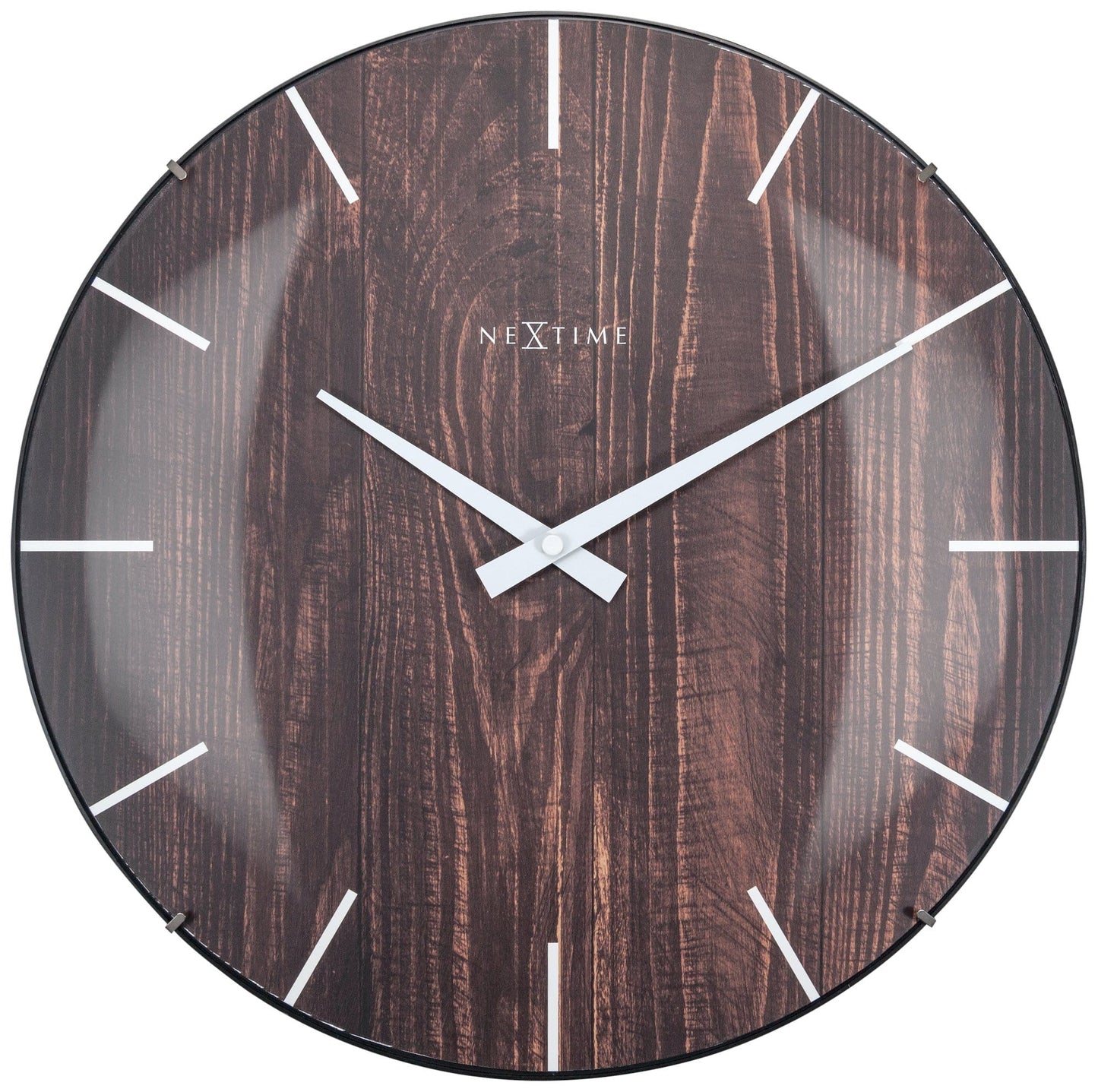 Wandklok - 35 cm - koepelglas - 'Edge Wood Dome'
