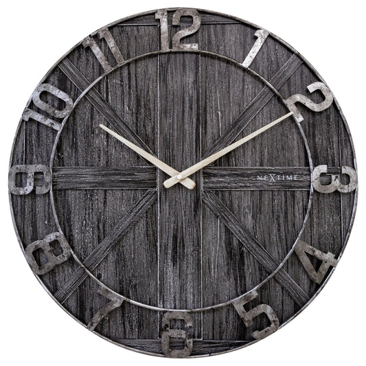 Grote wandklok - 50 cm - Geruisloos - Hout - Metaal - "York"