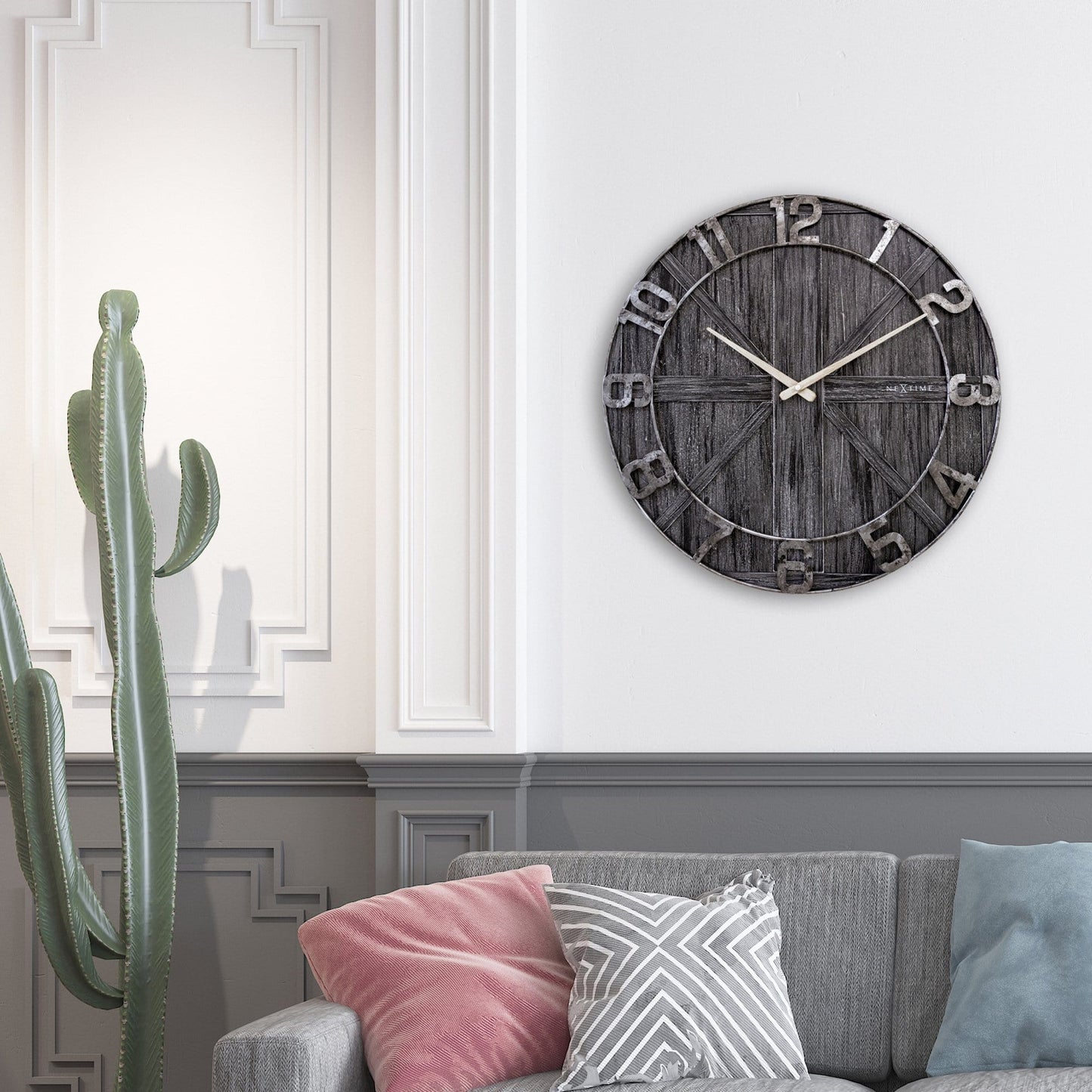 Grote wandklok - 50 cm - Geruisloos - Hout - Metaal - "York"