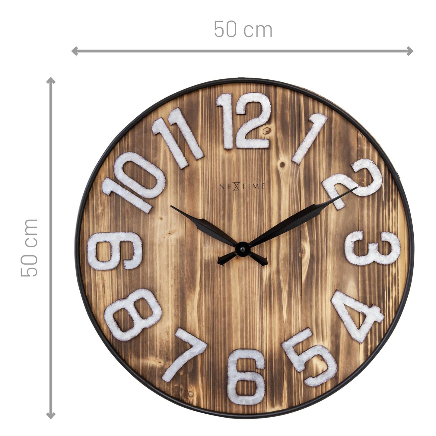 Grote Wandklok - 50 cm - Geruisloos - Hout - Metaal - "Aberdeen"