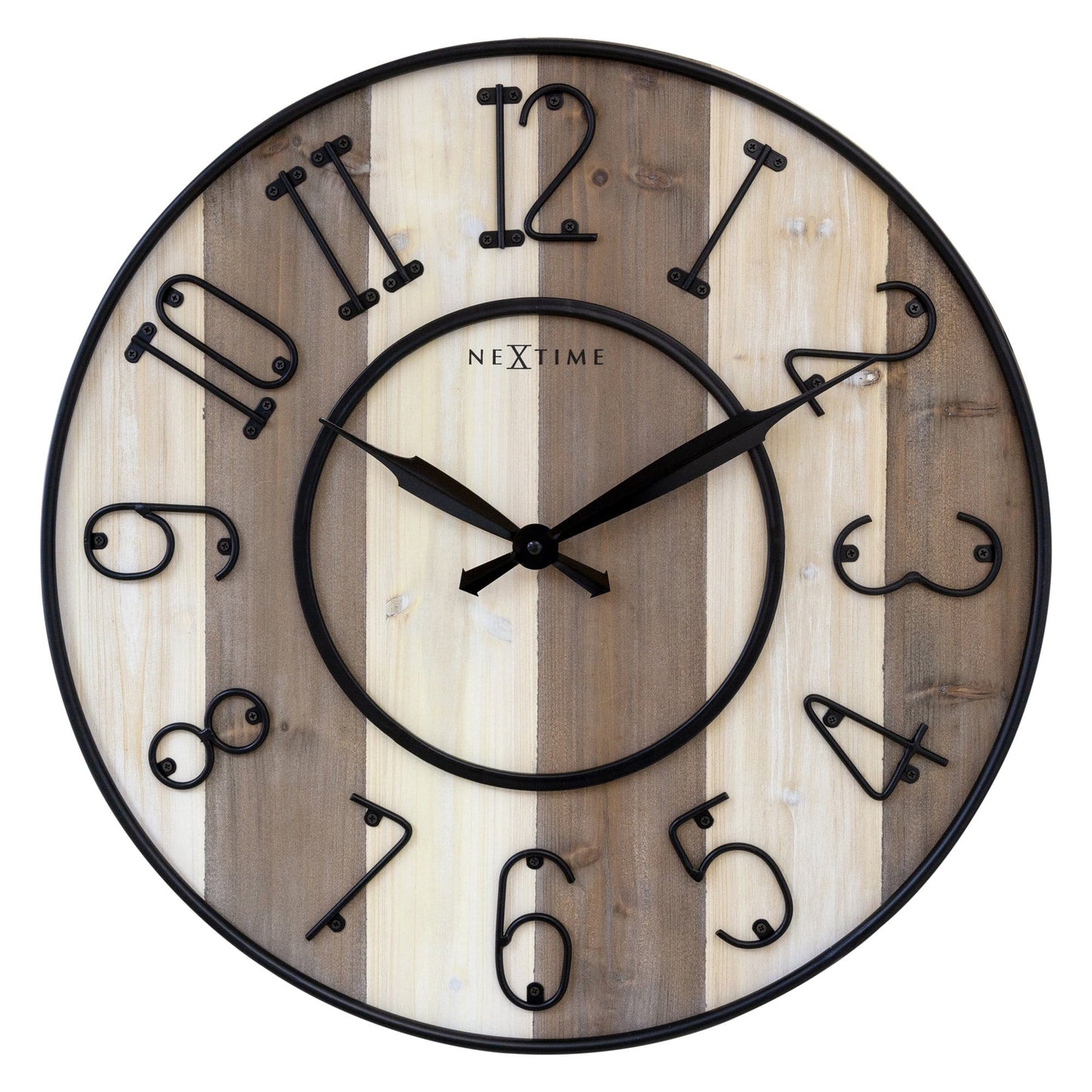 Grote wandklok - 50 cm - Stil - Hout en metaal - "Oxford"