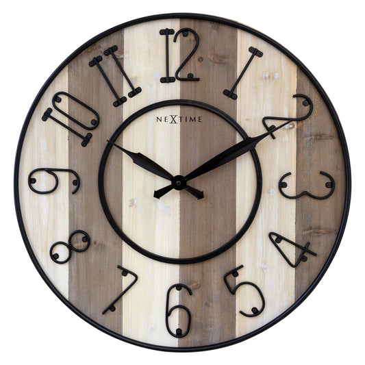 Grote wandklok - 50 cm - Stil - Hout en metaal - "Oxford"