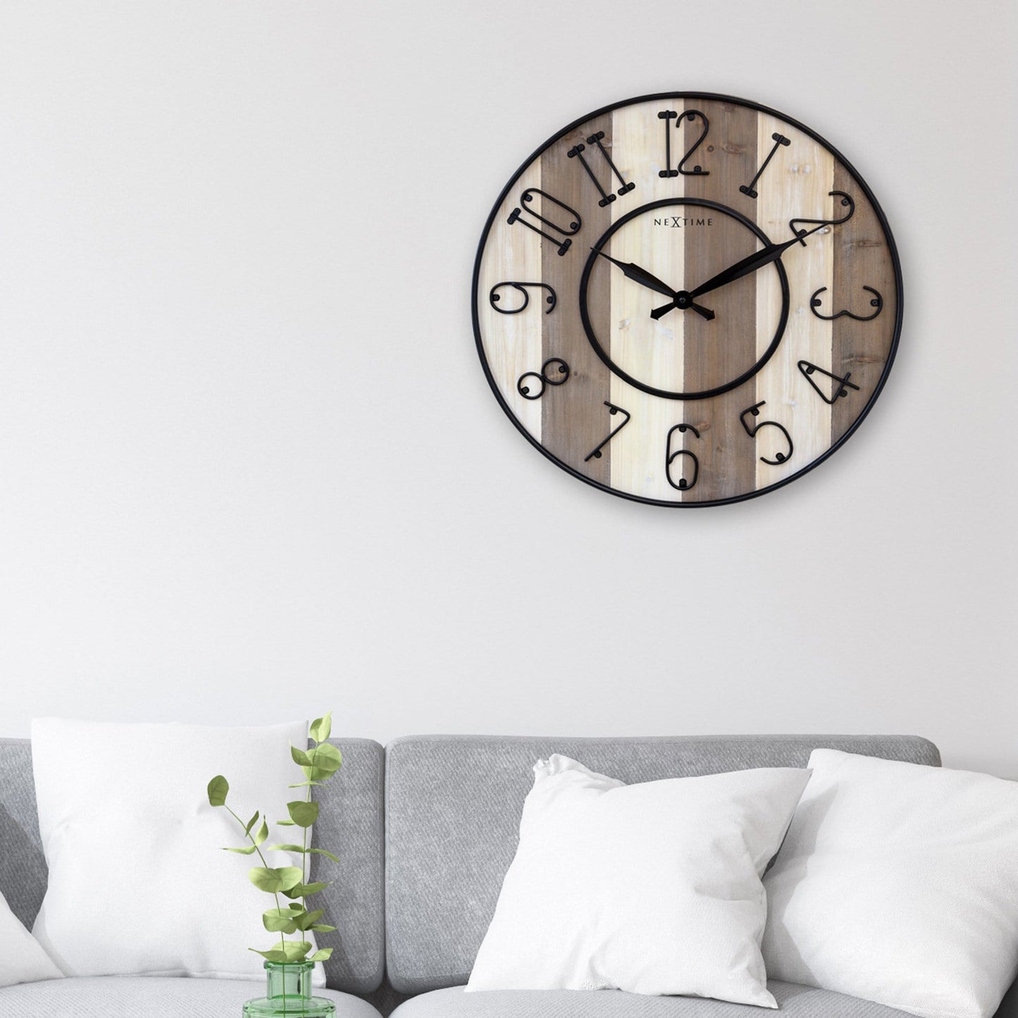 Grote wandklok - 50 cm - Stil - Hout en metaal - "Oxford"