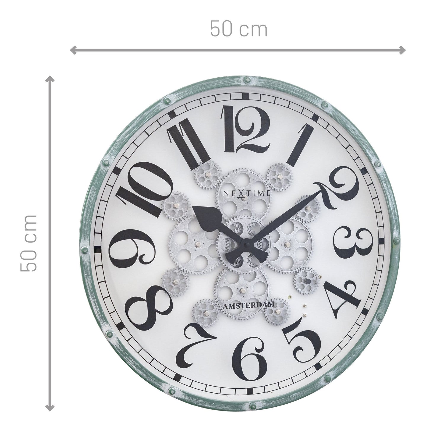 Klok met bewegende tandwielen - 50 cm - "Henry"