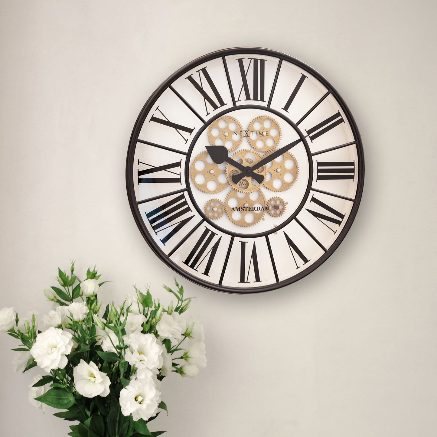 Bewegende tandwielklok - Grote wandklok - 50 cm - "William"