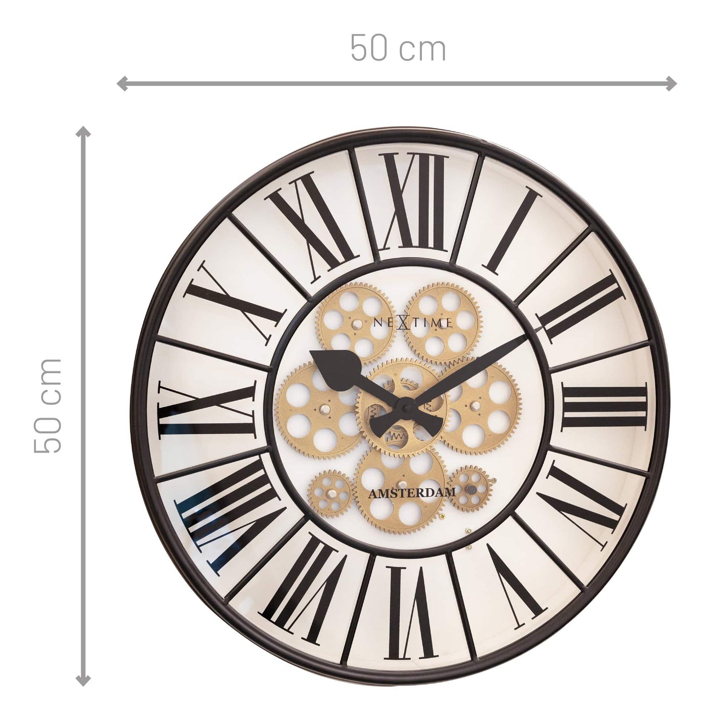 Bewegende tandwielklok - Grote wandklok - 50 cm - "William"
