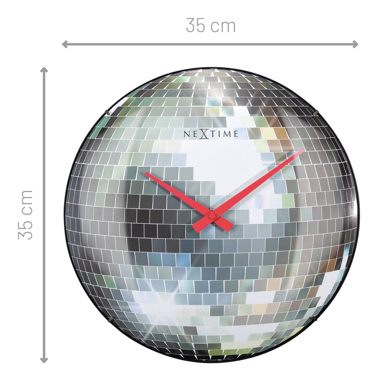 Wandklok 35 cm - Stil - Koepelglas - "Discobal"
