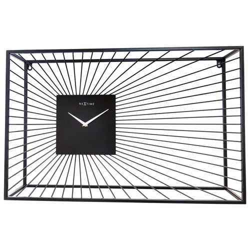 Grote wandklok 70x45x15cm - Geruisloos - Zwart - Metaal - "Vasco"