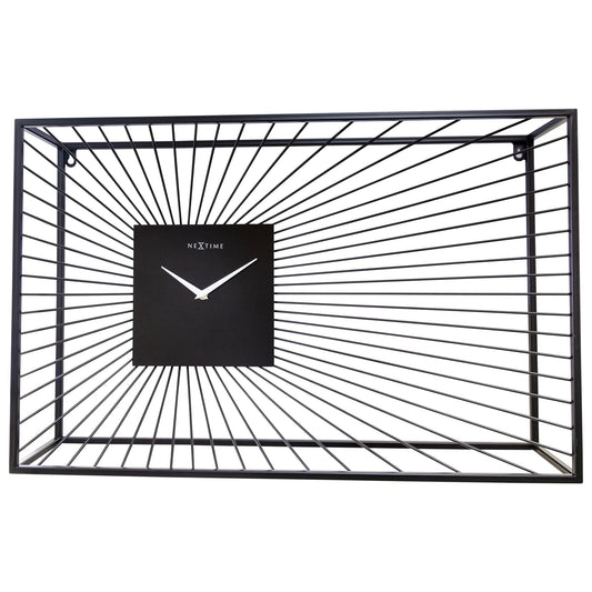 Grote wandklok 70x45x15cm - Geruisloos - Zwart - Metaal - "Vasco"
