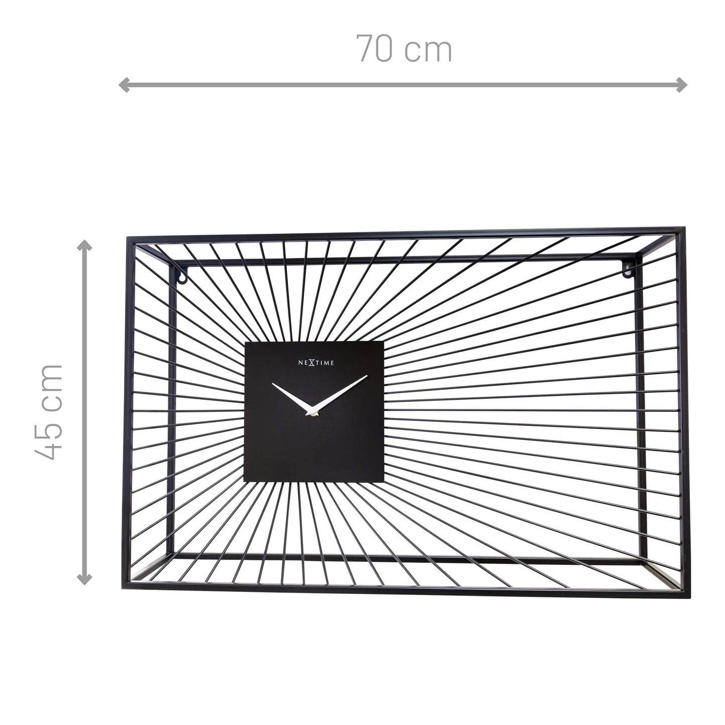 Grote wandklok 70x45x15cm - Geruisloos - Zwart - Metaal - "Vasco"