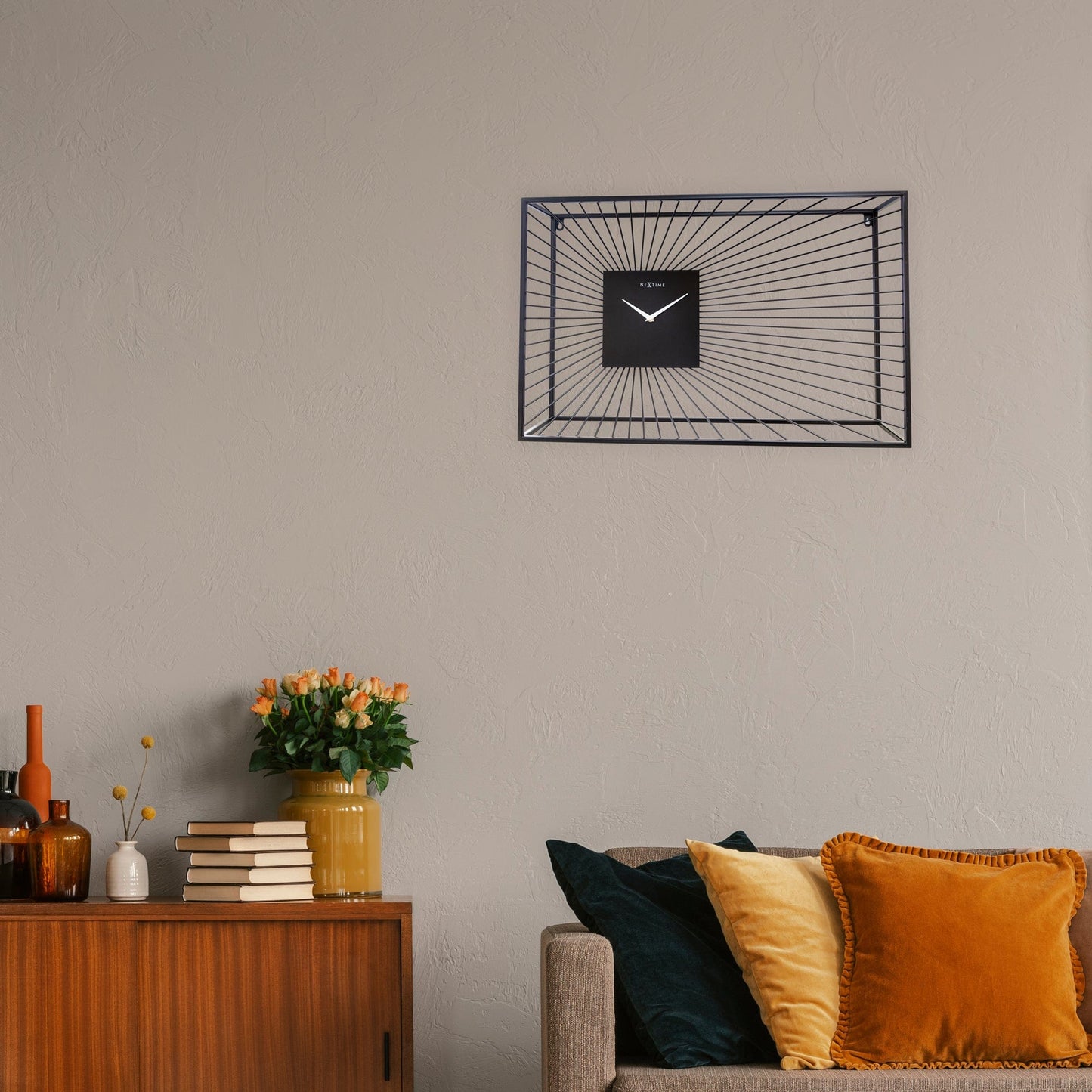 Grote wandklok 70x45x15cm - Geruisloos - Zwart - Metaal - "Vasco"