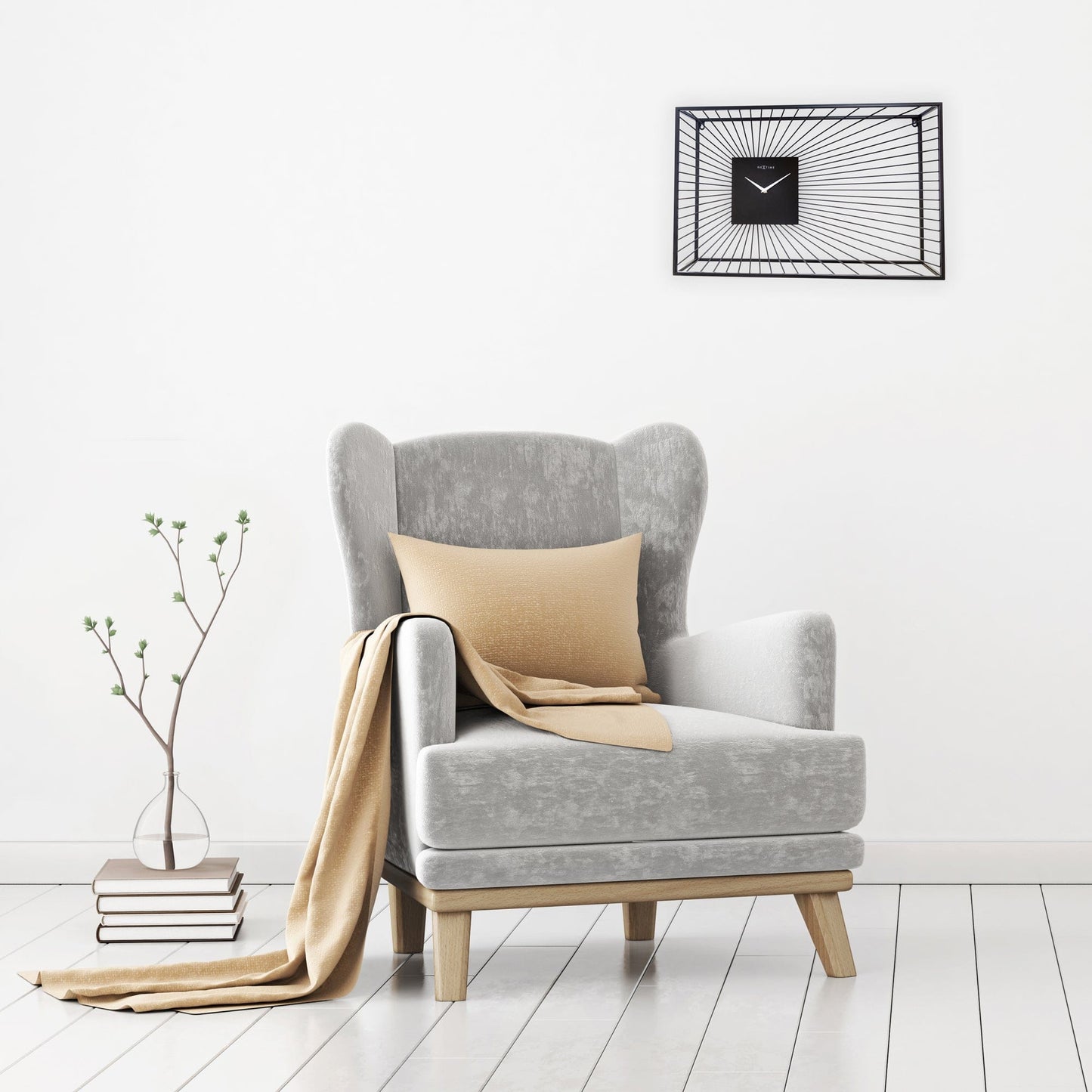 Grote wandklok 70x45x15cm - Geruisloos - Zwart - Metaal - "Vasco"