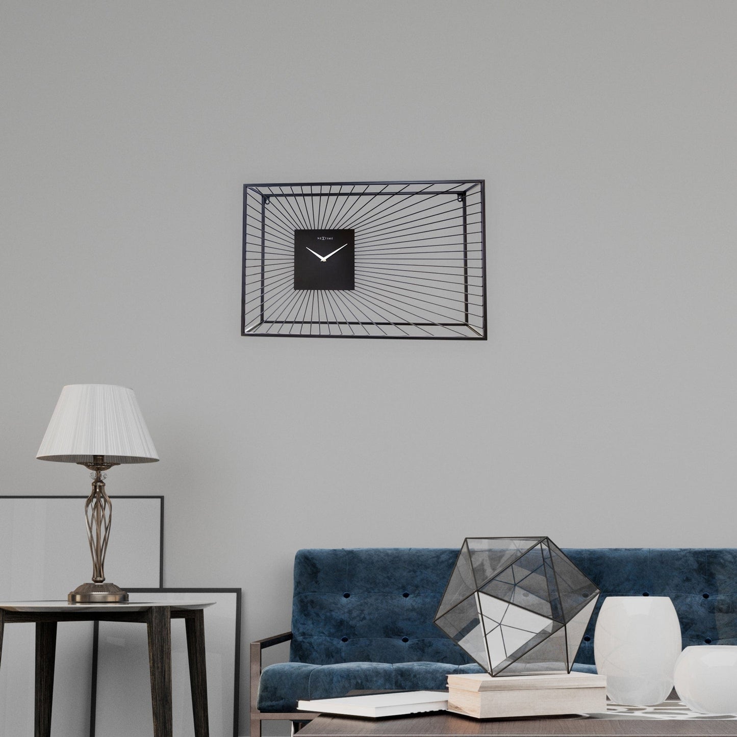 Grote wandklok 70x45x15cm - Geruisloos - Zwart - Metaal - "Vasco"